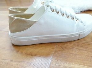 White and tan tennies - regular and slip on